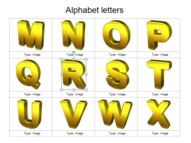 金色立体英文字母ppt素材